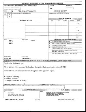 Fillable Online boards law af air force discharge codes fd2005 form Fax ...