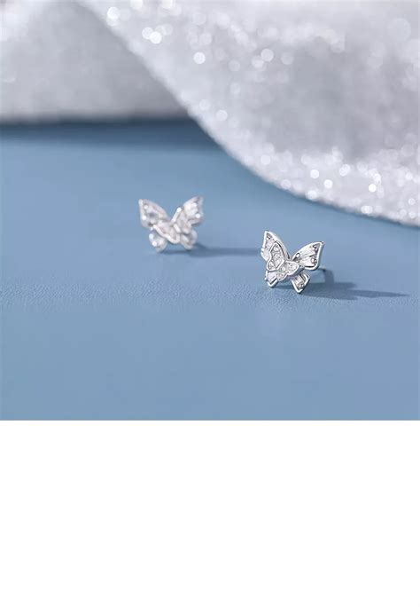 Buy Glamorousky 925 Sterling Silver Simple Cute Butterfly Stud Earrings