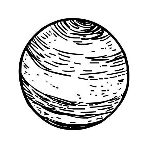 Planet Silhouette Line Art Black And White Planet Vector Isolated On