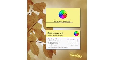 Light Yellow White Simple With Logo Professional Business Card Zazzle