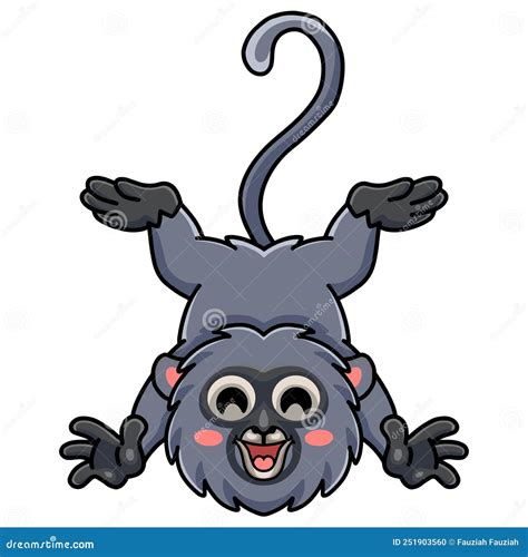 Cute Dusky Leaf Monkey Cartoon Posing Vector Illustration ...