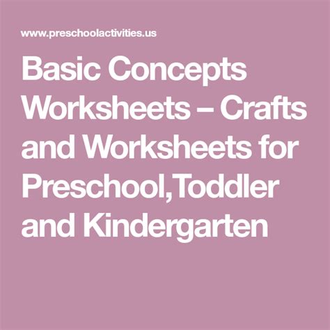 Basic Concepts Worksheets Crafts And Worksheets For Preschooltoddler