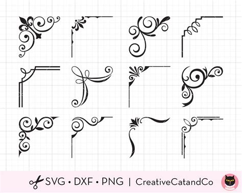 Eckrahmen SVG DXF Dekorativer Schnörkelrahmen svg dxf Clip Etsy de