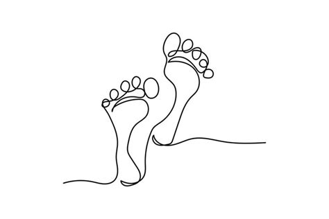 Simple Footsteps Line Continuous Line Drawing Feet Drawing Vector Art