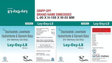 Oxyclozanide Levamisole Hcl Silymarin Bolus For Clinical Packaging