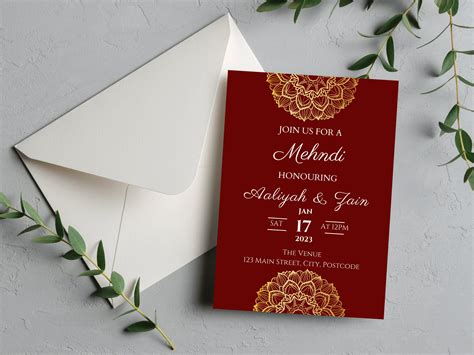 Editable Mehndi Invitation Red Party Invitation Pakistani Etsy