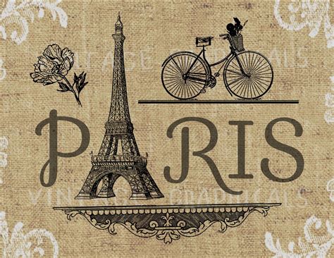 Paris sign Eiffel Tower bicycle printable graphic instant