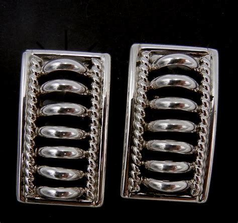 Navajo Thomas Charley Domed Sterling Silver Post Earrings