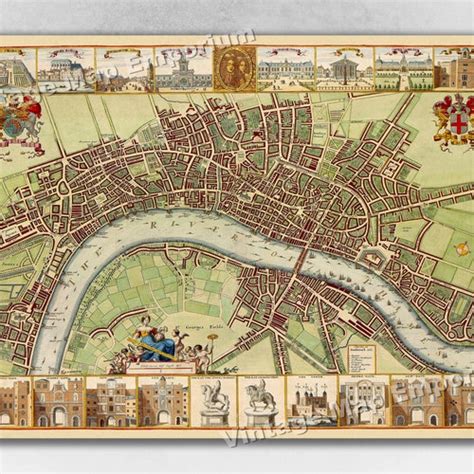 Old Map Of London Map 1880 Vintage Poster Wall Art Print Etsy