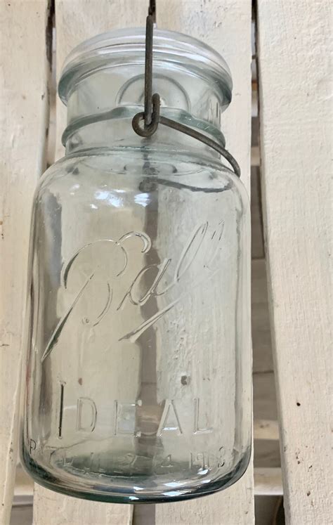 Vintage Ball Canning Jar 1910 1923 Clear Glass Pantry Storage Etsy