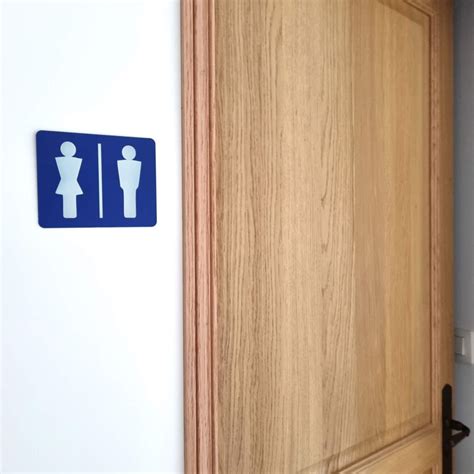 Plaque Avec Pictogramme Toilettes Mixtes Hommes Femmes En Aluminium