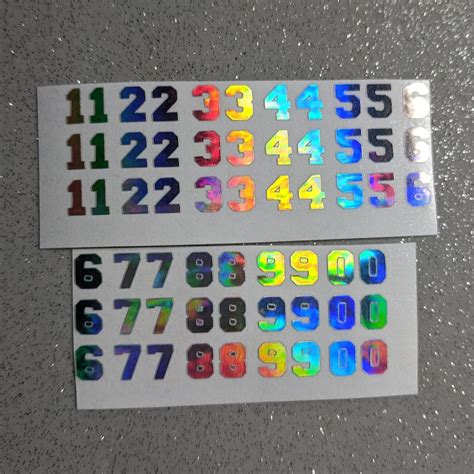 Rainbow Holo Varsity Numbers Nail Decals Nail Number Stickers Nail