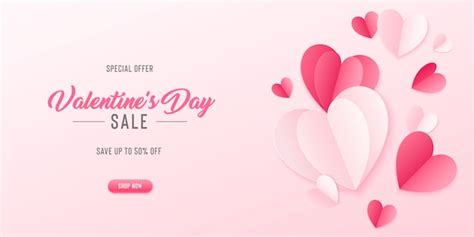 Premium Vector | Happy valentines day with paper hearts. banner