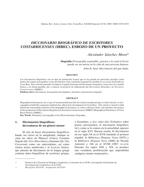 Diccionario Biográfico De escritores costarricenses