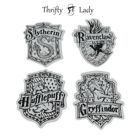 Harry Potter Collection Black White Minimalist Hogwarts House