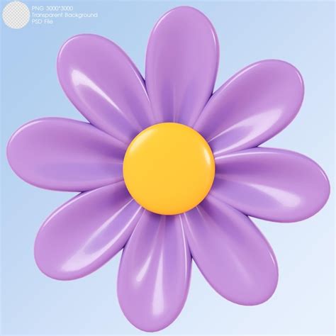 Rendu 3d Fleur Violette Isolée Sur Fond PSD Premium