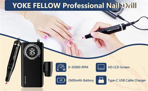 Yokefellow Professional Electric Nail Drill 35000 RPM Rechargeable