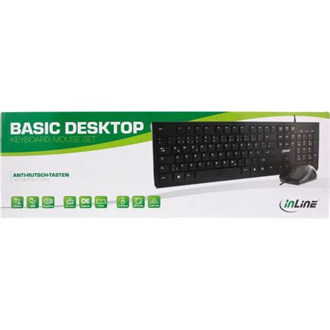 InLine Basic Desktop Tastatur Maus Set USB Kabel Standard DE Layout