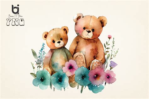 Mothers Day Teddy Bears with Flowers Clipart PNG By Basis IT Store ...