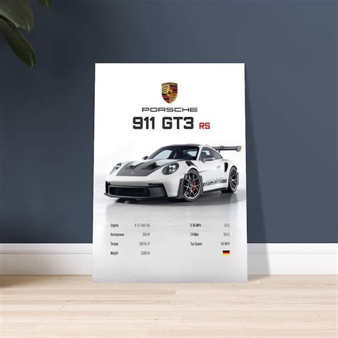 Porsche Gt Rs Stats Poster White V Etsy