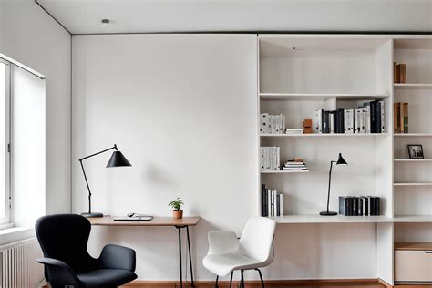 Minimalist-style Study Room Interior With Bookshelves And Plant And ...