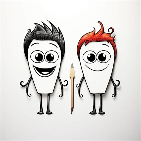 Premium Photo | Cartoon characters of two people with a pencil and a ...