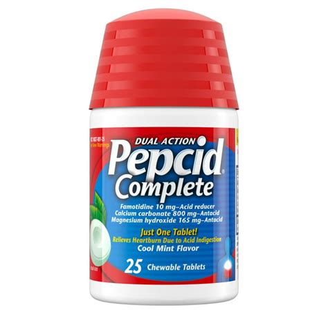 Pepcid Complete Acid Reducer Antacid Chewable Tablets Mint 25 Ct