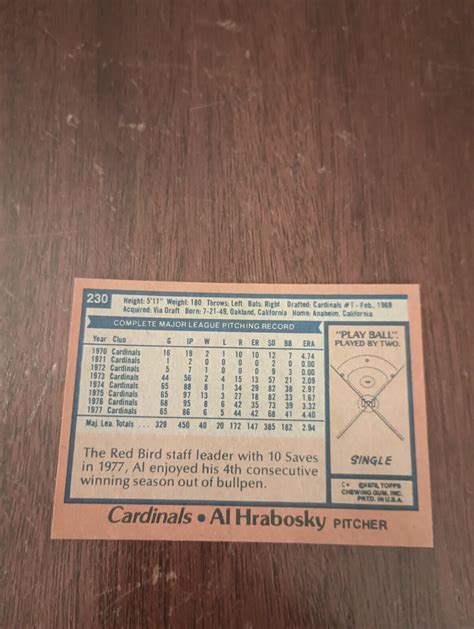 1978 Topps 230 Al Hrabosky NM MT EBay