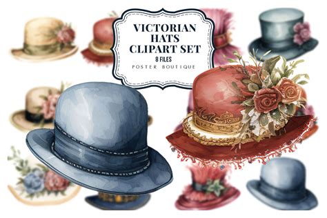 Victorian Hats Clipart Set Graphic by Poster Boutique · Creative Fabrica