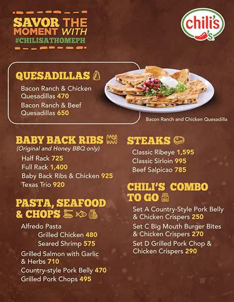 Menu At Chilis Tomas Morato Pub And Bar Quezon City 199 Tomas Morato Ave