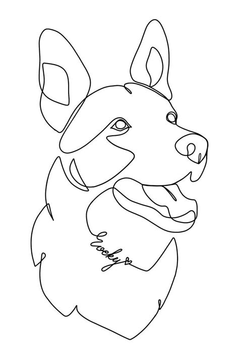 Dog Line Drawing, Tattoo Commission, Custom Dog Drawing, One Line Art ...