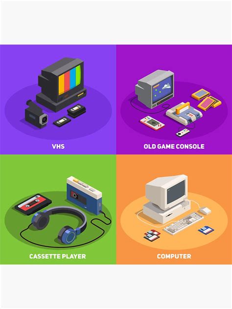 "Old Game console, VHS, Cassette Player, Computer" Sticker for Sale by ...