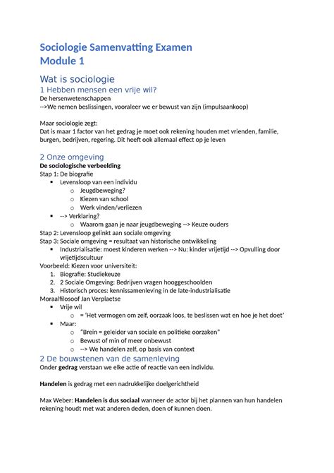 Sociologie Samenvatting Examen Sociologie Samenvatting Examen Module