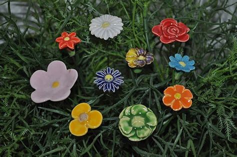 10 Keramikblumen Gemischt Bunt Amazon De Handmade