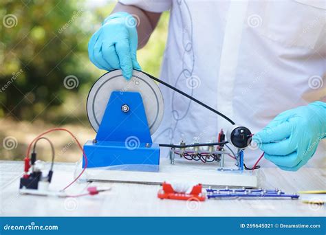 Science Experiment About Electricity Circuit From Dynamo Kit For Teaching Stock Image Image