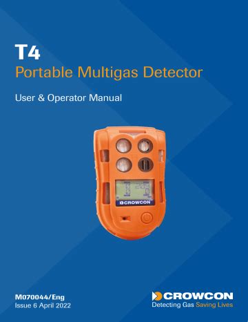 Crowcon T4 Portable Gas Detector User & Operator Manual | Manualzz