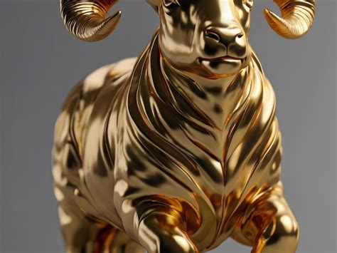 Premium Photo | A gold bull statue with the word bull on it