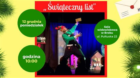 Spektakl teatralny dla dzieci pt Świąteczny list w Broku Ostrów