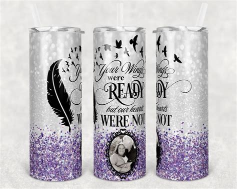 Oz Skinny Tumbler Memorial With Photo Frame Purple Glitter Etsy