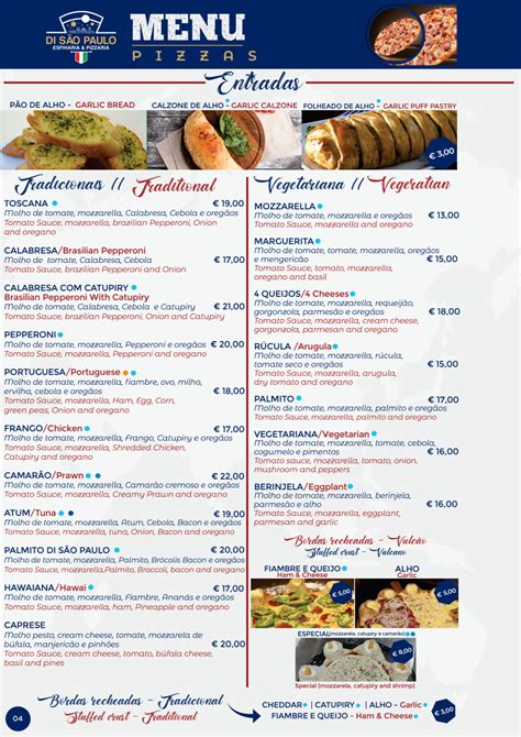 Carte Et Menus Di S O Paulo Esfiharia Pizzaria Albufeira