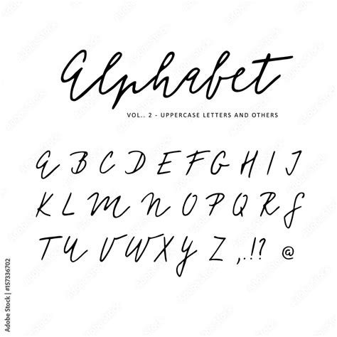 Hand drawn vector alphabet. Signature script brush font. Isolated letters written with marker ...