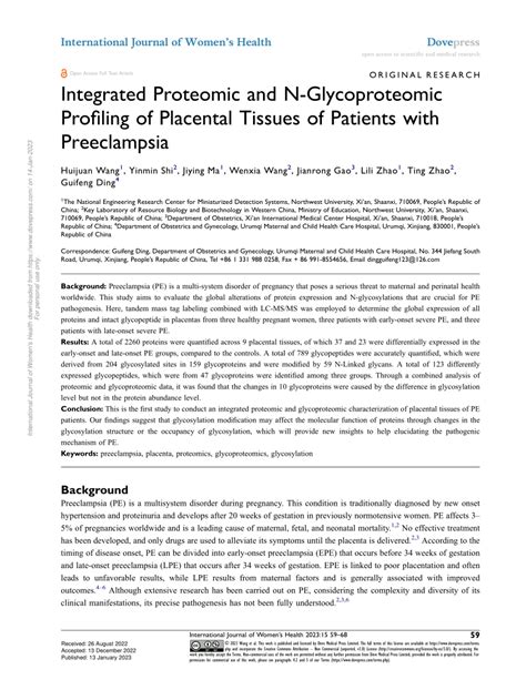 PDF Integrated Proteomic And N Glycoproteomic Profiling Of Placental