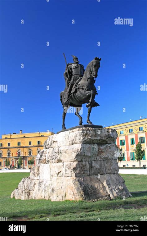 Statue of Skanderbeg, Skanderbeg Square, Tirana, Albania, Balkans ...