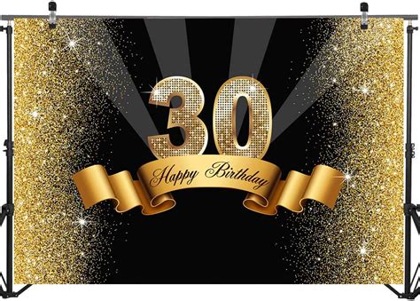 Mehofoto Gold Th Birthday Backdrop X Ft Vinyl Black And Gold Glitter