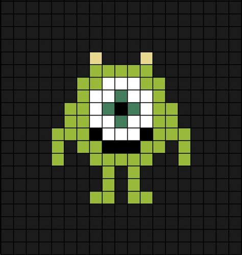 Mike Wazowski Small Pixel Art Pixel Art Pixel Art Pattern Easy