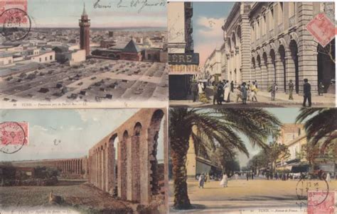 LOT DE 4 Cartes Postales Anciennes Postcards TUNISIE TUNISIA TUNIS LL