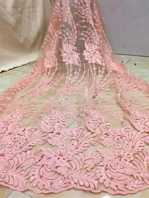 Latest Lace Fabric Beads African Swiss Voile Lace Aso Ebi High