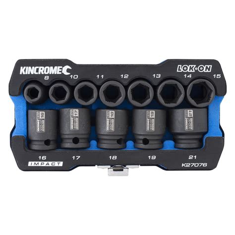 Kincrome Lok On™ Impact Socket Set 12 Piece 38″ Drive Metric Bolts