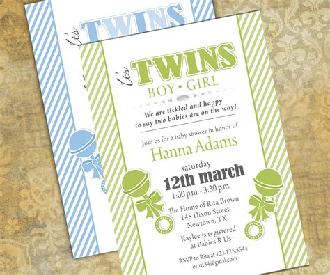 Twins Baby Shower Invitations Printable