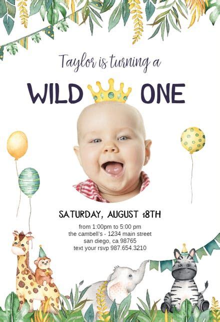 First Birthday Invitation Cards Circus Birthday Invitations Safari Invitations Safari Theme